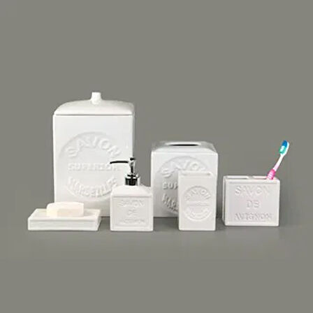 Smooth 6'lı Porselen Banyo Seti - Beyaz