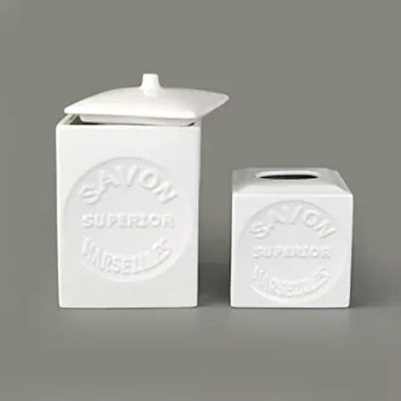 Smooth 6'lı Porselen Banyo Seti - Beyaz