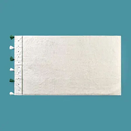 Soft Piene Yüz Havlusu - Ekru / Yeşil - 50x90 cm