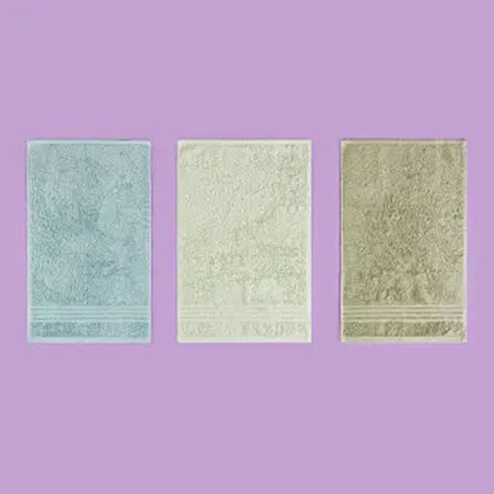Soft Samantha 3'lü Havlu Seti - Mint / Haki / Mavi - 30x50 cm