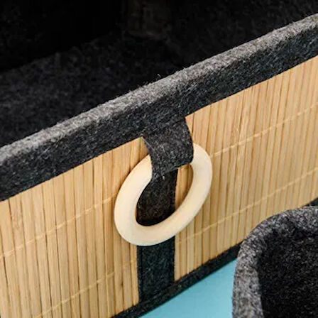 Living 3'lü Bambu Sepet - Kahverengi / Gri