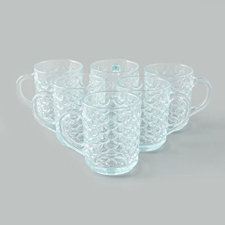 Glass Cam Balık Sırtı Desenli Kupa - Şeffaf - 240 ml