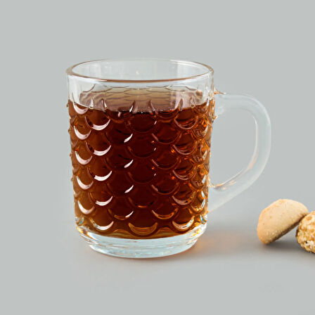 Glass Cam Balık Sırtı Desenli Kupa - Şeffaf - 240 ml