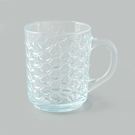 Glass Cam Balık Sırtı Desenli Kupa - Şeffaf - 240 ml