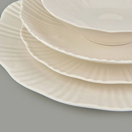 Kitchen 24 Parça İnci Porselen Yemek Takımı - Krem