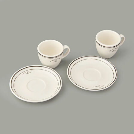 Kitchen Luna 2'li Espresso Fincanı - Krem / Siyah