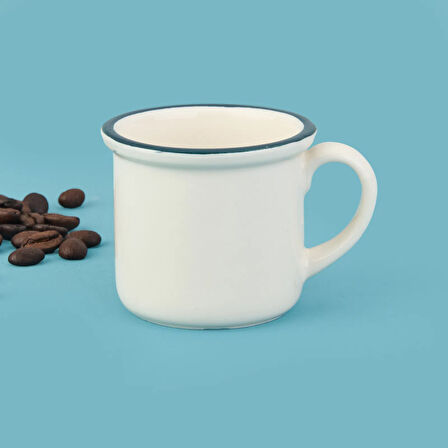 Kitchen Zest Kahve Fincanı - Krem / Mavi - 90 ml