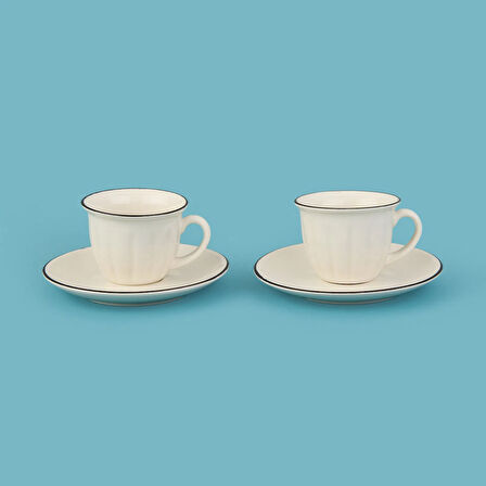 Kitchen Olympos 2'li Kahve Fincanı Takımı - Krem / Siyah - 90 ml