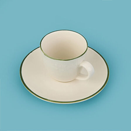 Kitchen Arnea 2'li Fincan Takımı - Krem / Yeşil - 90 ml