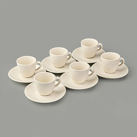 Kitchen Arnea 6'lı Kahve Fincan Takımı - Krem - 90 ml