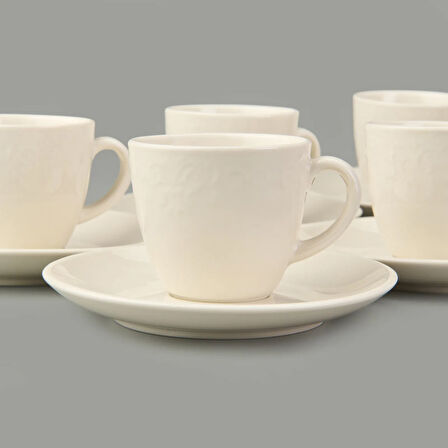 Kitchen Arnea 6'lı Kahve Fincan Takımı - Krem - 90 ml