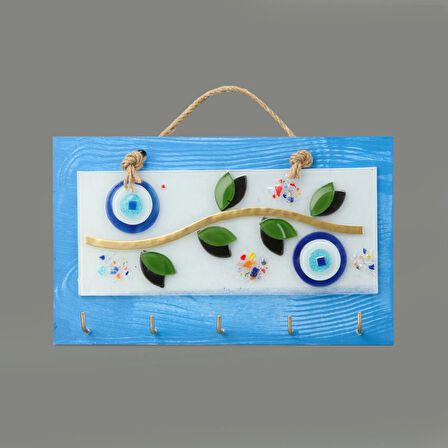 Deco Zeytin Anahtar Askısı - Mavi - 25 cm