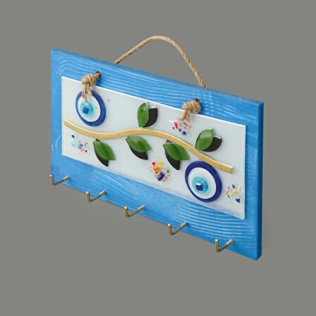 Deco Zeytin Anahtar Askısı - Mavi - 25 cm