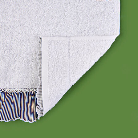 Soft French Cottage Twin Çizgi Desenli Yüz Havlusu - Ekru - 50x90 cm