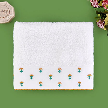 Soft Urban Delight Braga Yüz Havlusu - Ekru / Hardal - 50x90 cm