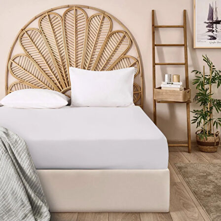 Soft Penye Çift Kişilik Lastikli Çarşaf - Beyaz - 160x200 cm