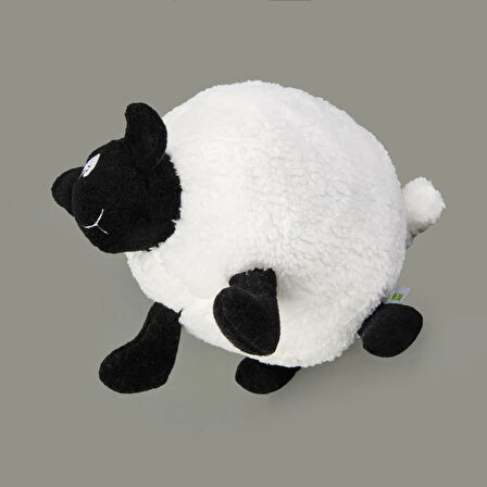 Soft Kara Kuzu Figürlü Yastık - Beyaz - 25x17 cm