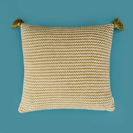 Soft Shiny Kırlent - Bej / Yeşil - 45x45 cm