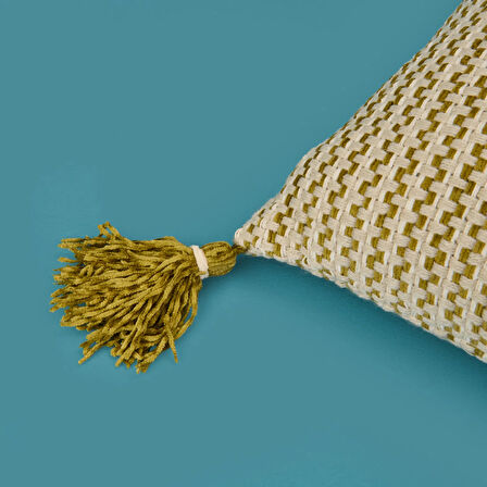 Soft Shiny Kırlent - Bej / Yeşil - 45x45 cm