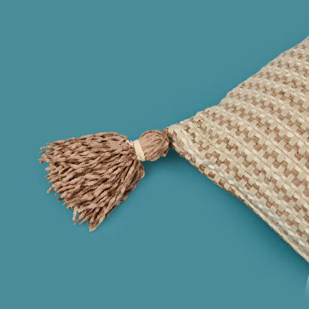 Soft Shiny Kırlent - Bej / Kahverengi - 30x50 cm