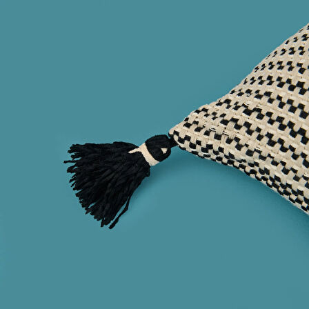 Soft Shiny Kırlent - Bej / Siyah - 30x50 cm