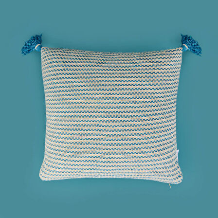 Soft Shiny Kırlent - Bej / Mavi - 45x45 cm