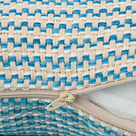 Soft Shiny Kırlent - Bej / Mavi - 45x45 cm