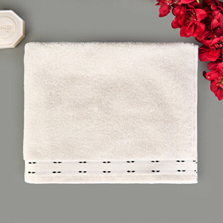 Soft Tiny Yüz Havlusu - Ekru / Siyah - 50x90 cm