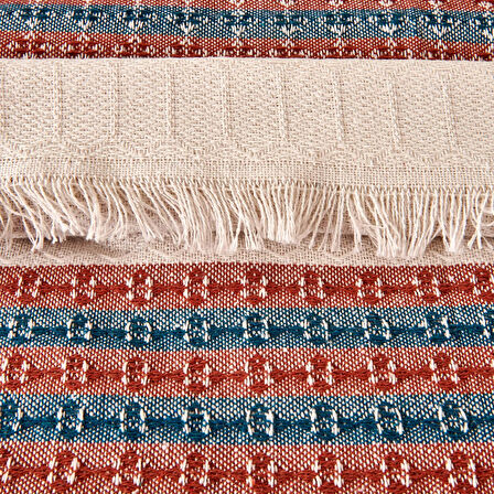 Soft Marun Çift Kişilik Yatak Örtüsü - Ekru / Kırmızı - 200x230 cm