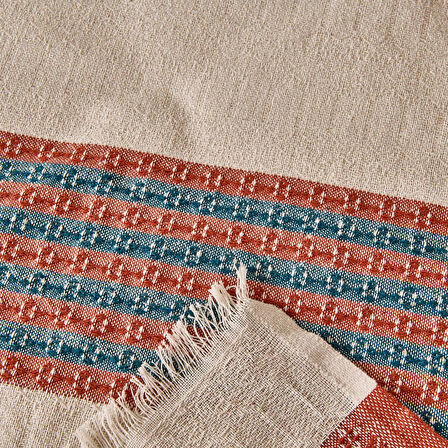 Soft Marun Tek Kişilik Yatak Örtüsü - Ekru / Kırmızı - 160x230 cm