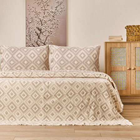 Soft Tamyr Tek Kişilik Yatak Örtüsü Seti - Bej - 160x220 cm