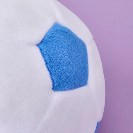 Soft Futbol Topu Figürlü Yastık - Beyaz / Mavi - 30x30 cm