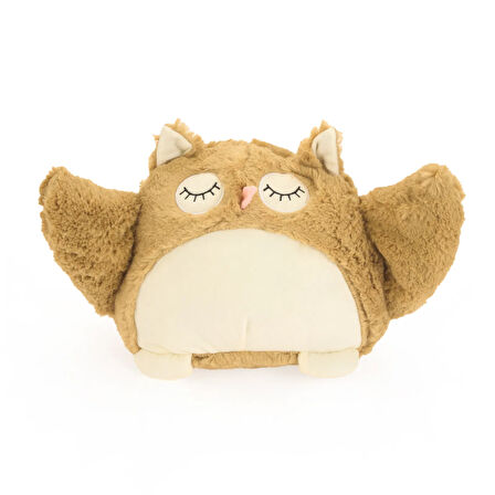 Soft Owl Figürlü Yastık - Kahverengi - 25x28 cm