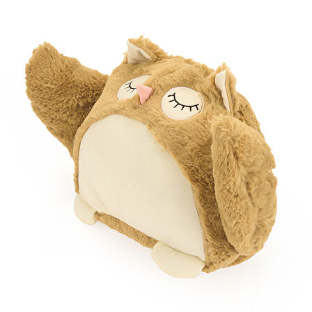 Soft Owl Figürlü Yastık - Kahverengi - 25x28 cm