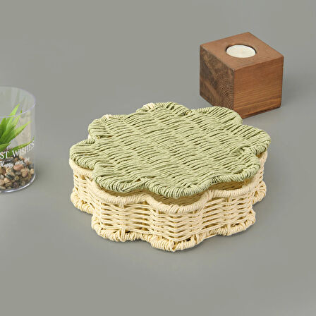 Living Granny Summer Dekoratif Saklama Kutusu - Ekru - 22x22x5 cm