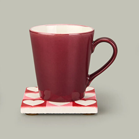 Kitchen Kalpli Taş Bardak Altlığı - Renkli - 10x10 cm