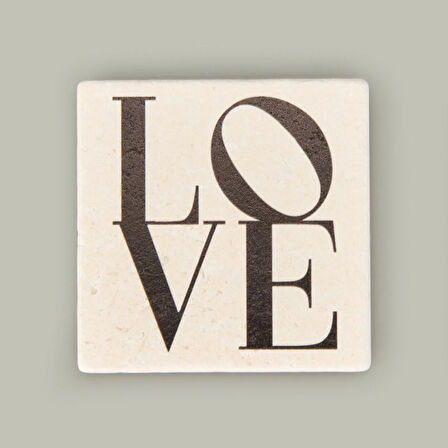 Kitchen Love Taş Bardak Altlığı - Renkli - 10x10 cm
