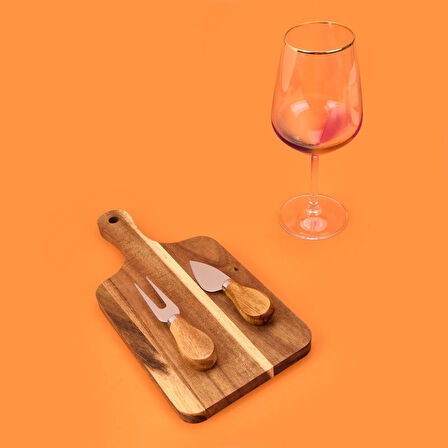 Akasya Peynir Sunumluk - Kahverengi - 28x14 cm