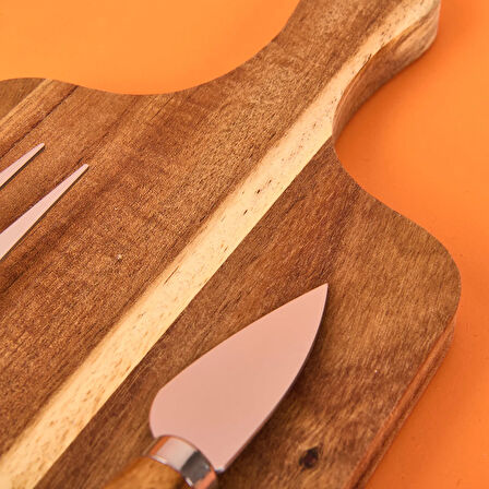 Akasya Peynir Sunumluk - Kahverengi - 28x14 cm