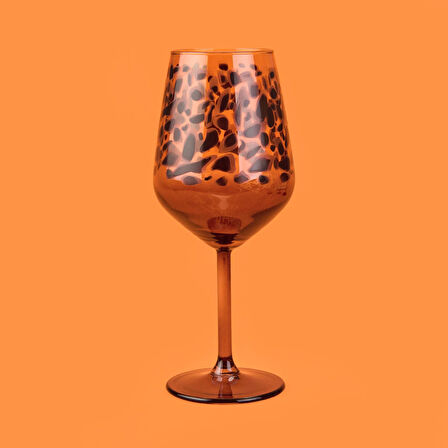 Leopar 4'lü Ayaklı Bardak Seti - Kahverengi - 490 ml