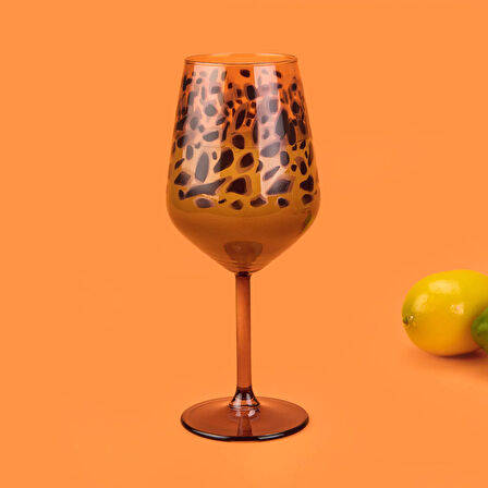 Leopar 4'lü Ayaklı Bardak Seti - Kahverengi - 490 ml