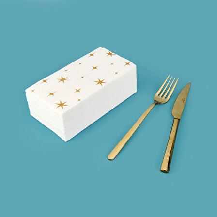 Kitchen 25'li Yıldız Desen Peçete - Beyaz - 16x8 cm