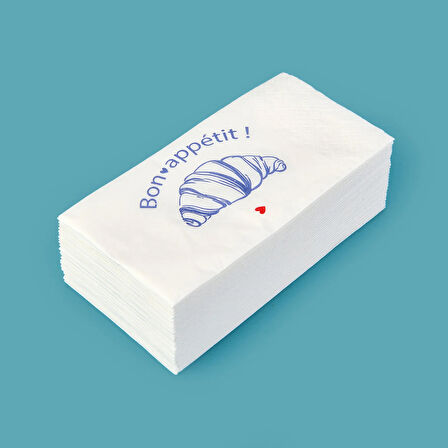 Kitchen 25'li Bon Appetit Desen Peçete - Beyaz - 16x8 cm