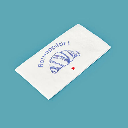 Kitchen 25'li Bon Appetit Desen Peçete - Beyaz - 16x8 cm