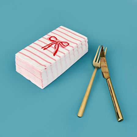 Kitchen 25'li Kurdele Desen Peçete - Beyaz - 16x8 cm