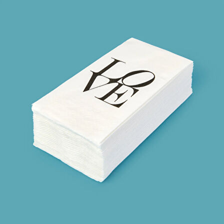 Kitchen 25'li Love Desen Peçete - Beyaz - 16x8 cm