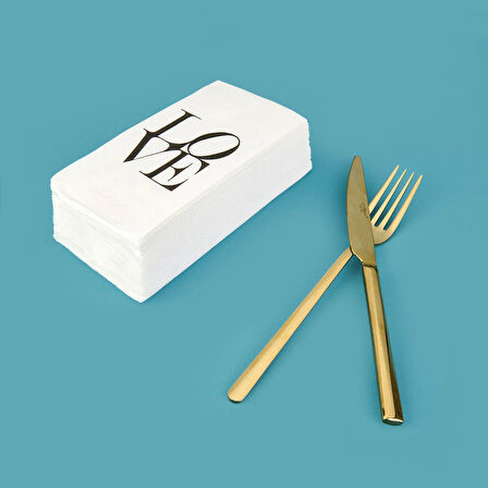 Kitchen 25'li Love Desen Peçete - Beyaz - 16x8 cm