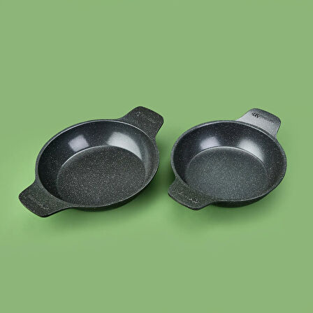 2'li Güveç Sahan Seti - Siyah - 22 cm + 20 cm