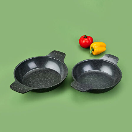 2'li Güveç Sahan Seti - Siyah - 22 cm + 20 cm