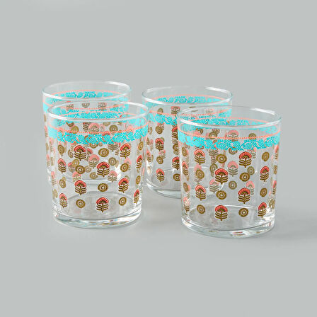 Dora 4'lü Su Bardağı Seti - Asorti - 380 ml